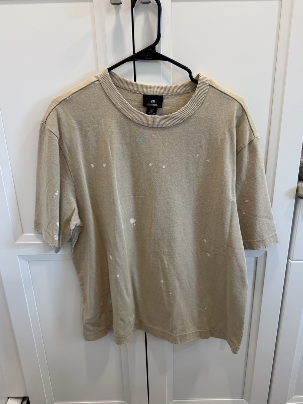 H&M Beige Tee with White Paint-Splatter